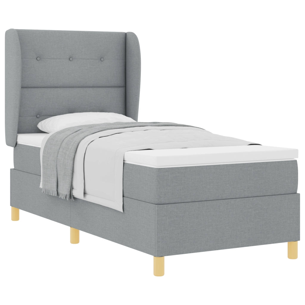 Letto Box Spring con Materasso grigio chiaro 90x190 cm in Tessuto