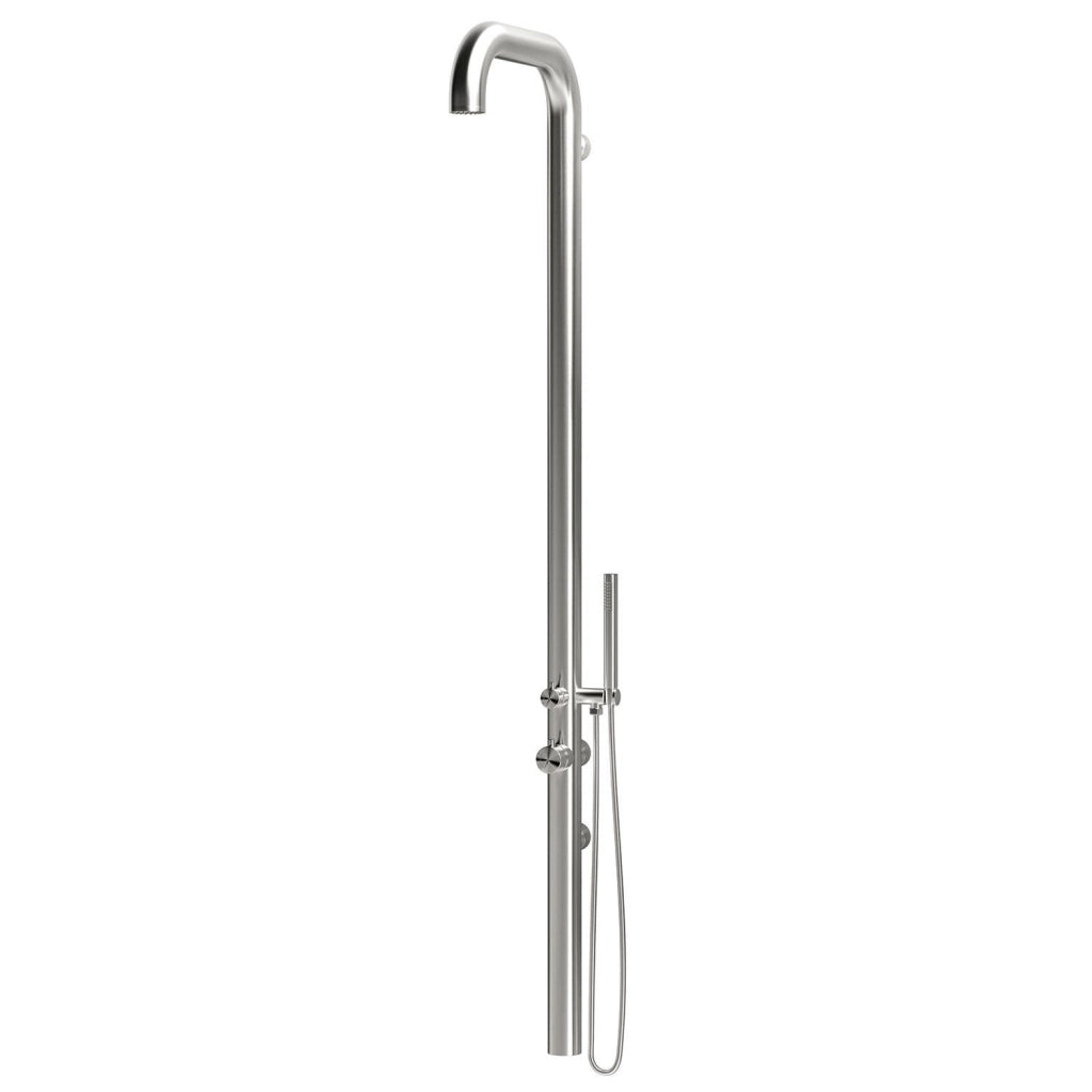Sined Doccia Giardino a Parete Inox Satinato in Acciaio 316L Nautico Resistente alla Corrosione e allUsura per Esterni - Modello Chia Parete Inox
