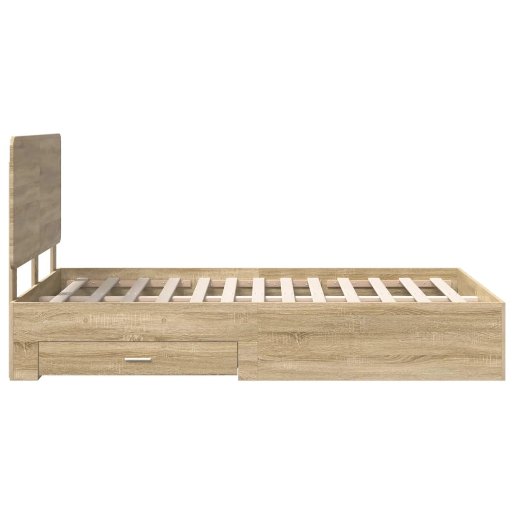 Struttura del letto con testiera Rovere Sonoma 135 x 190 cm 3412794