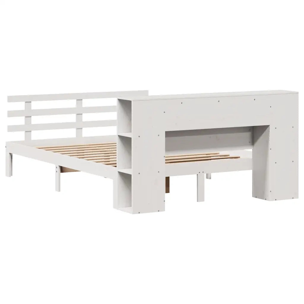 Letto Libreria senza Materasso Bianco 140x190 cm Legno di Pino 3322707