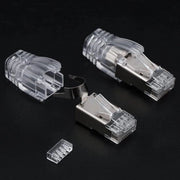 CAT7 Uiteinden per RJ45 per 12 pezzi - Stappi metallici con parassito a terra - Connettori FTP 8P8C Crimp con scarpe di protezione contro surriscaldamento - Buca di cavo 1,5 mm