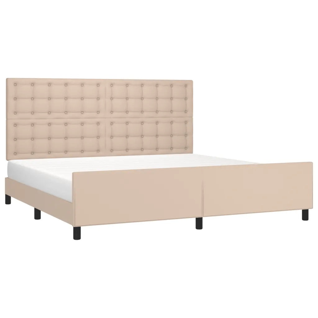 Giroletto con Testiera-Struttura Letto con testiera Cappuccino 200x200 cm in Similpelle 866871