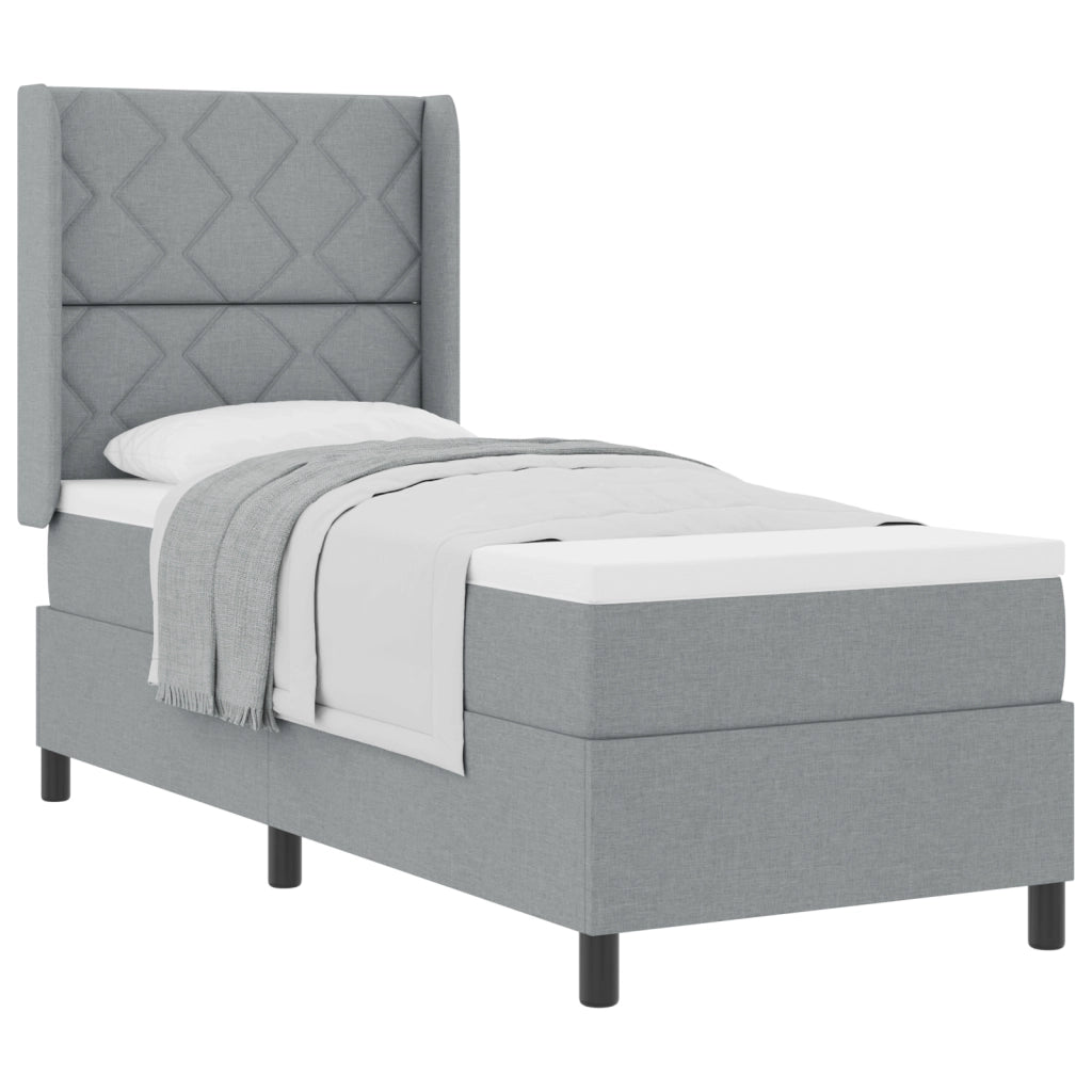 Letto Box Spring con Materasso Grigio Chiaro 80x200 cm Tessuto