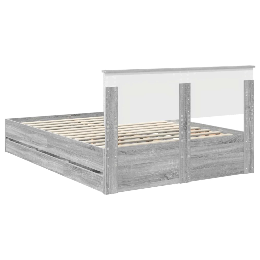 Struttura del letto con cassetto Grigio Sonoma 140 x 200 cm
