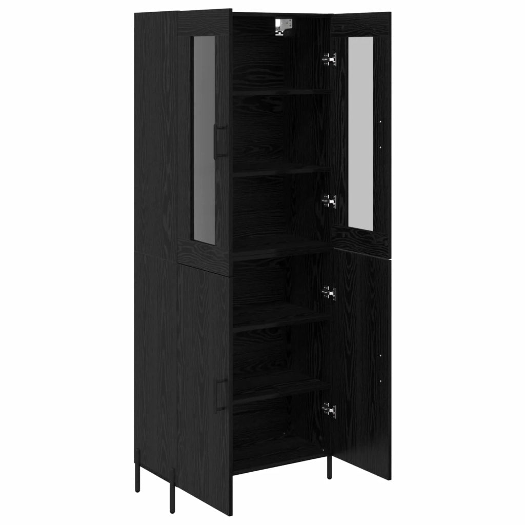 Credenza-Buffet-Armadio da cucina Rovere Nero 69,5 x 34 x 180 cm Legno multistrato 692992