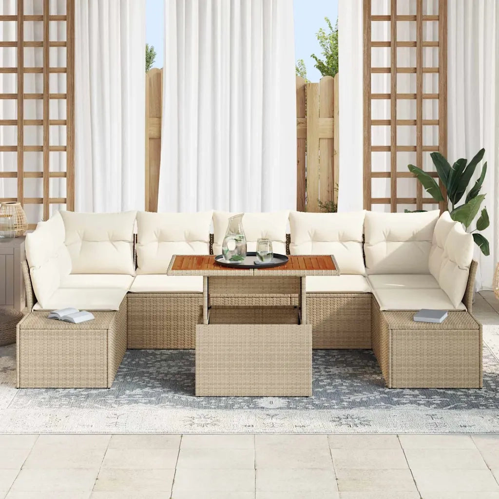 Set Divano da Giardino 8 pcs Beige Poly Rattan 3358668