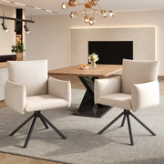 Chaise da sala da pranzo set da 2 girevole a 360 gradi con braccioli imbottiti e schienale ergonomico in velluto beige