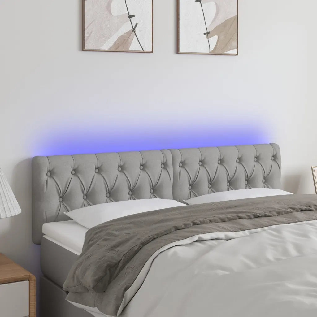 Testiera | Testata a LED Grigio Chiaro 144x7x78/88 cm in Tessuto