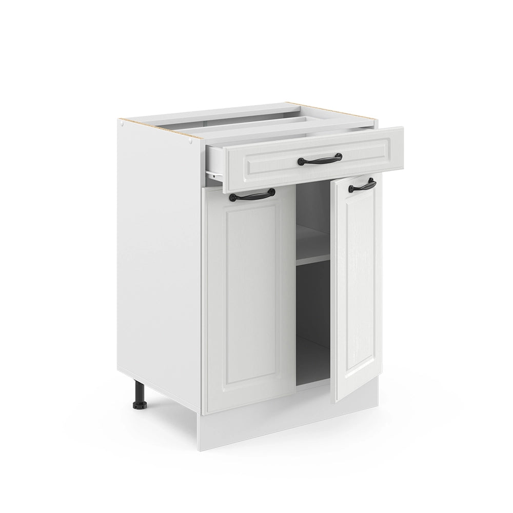 Vicco Mobiletto base per cucina Bianco casa di campagna 60 cm con cassetto, PL Marmo