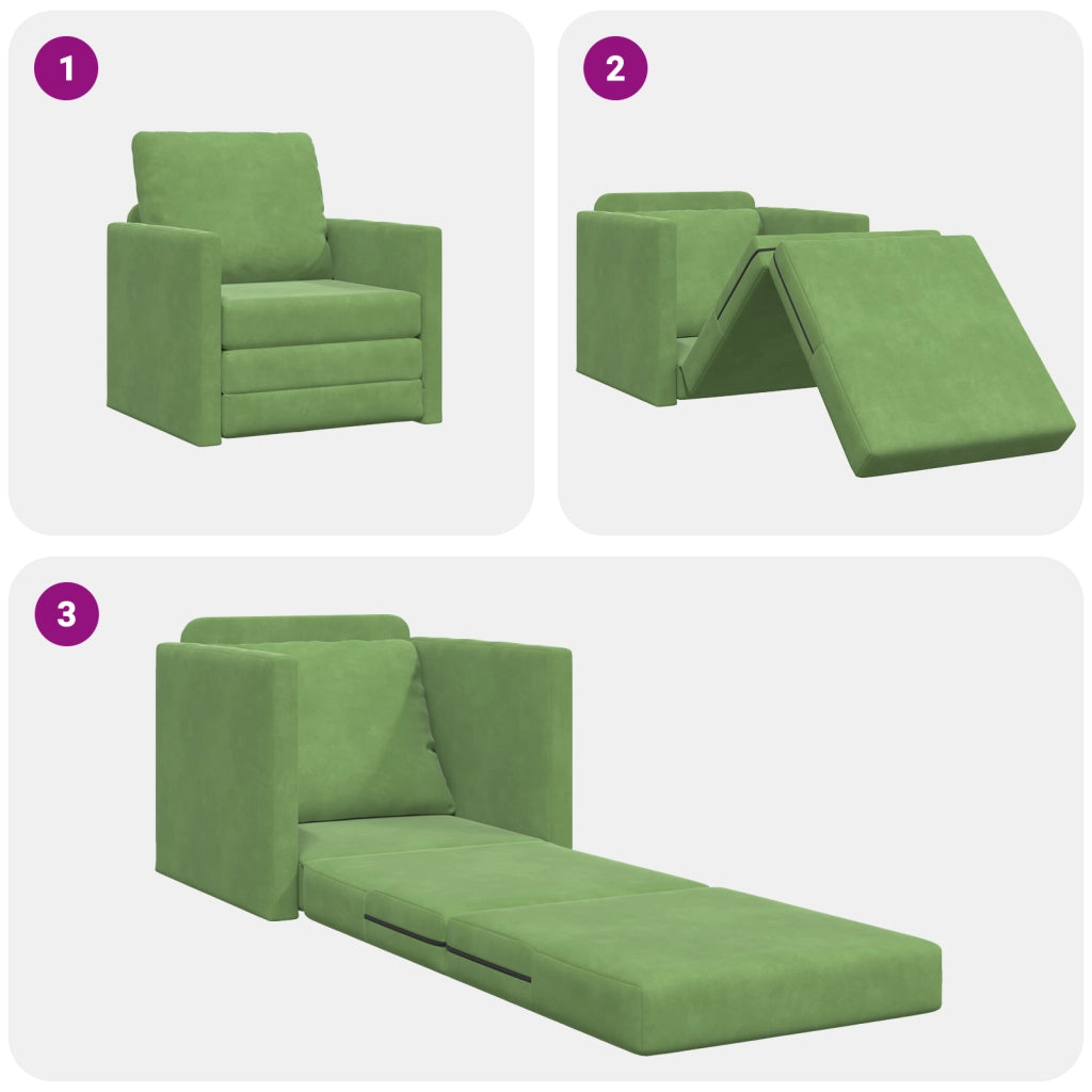 Divano Letto 2-in-1 Verde Chiaro 74x77x81 cm Velluto