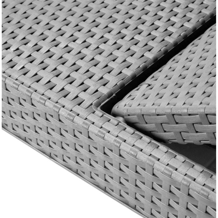 Lettino prendisole con cuscino grigio scuro - imitazione rattan intrecciato - ALLIBERT by KETER - 4 posizioni - JAIPUR