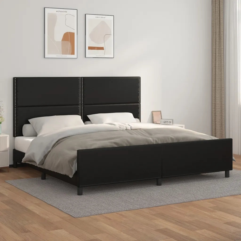 Giroletto con Testiera-Struttura Letto con testiera Nero 200x200 cm in Similpelle 596701