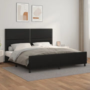 Giroletto con Testiera-Struttura Letto con testiera Nero 200x200 cm in Similpelle 596701