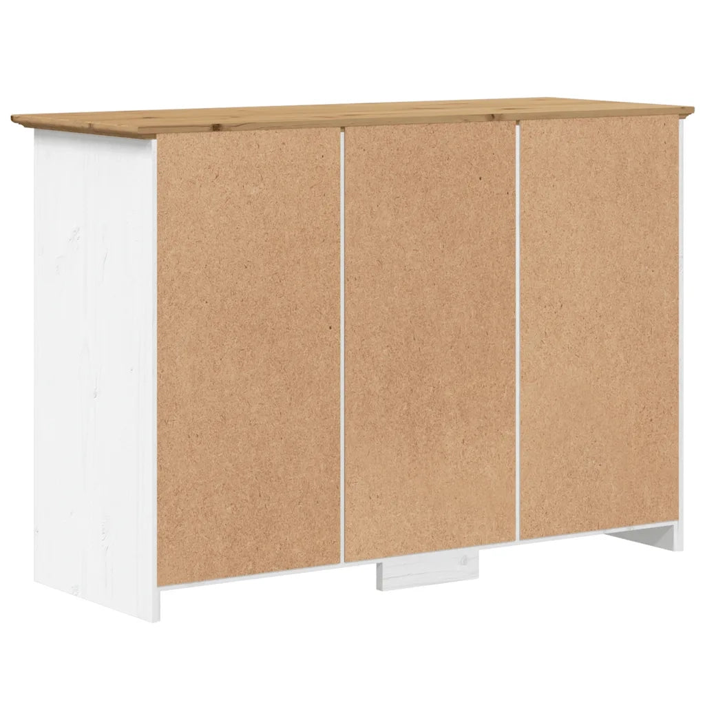 Credenza | Madia | Buffet da pranzo | Armadio da pranzo BODO 115,5x44x80 cm Legno Massello Pino Bianco Marrone