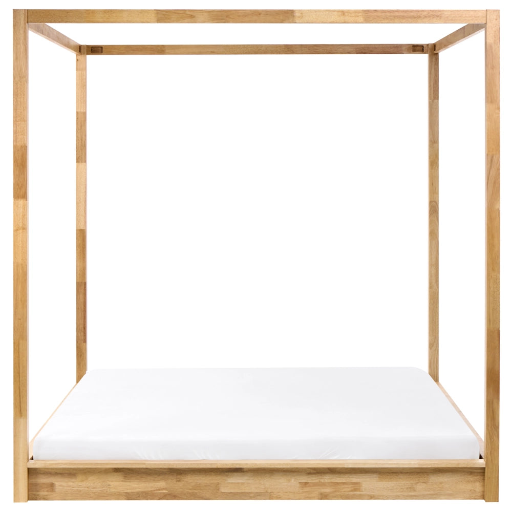 Letto in legno marrone chiaro 180 x 200 cm con baldacchino dal design minimalista