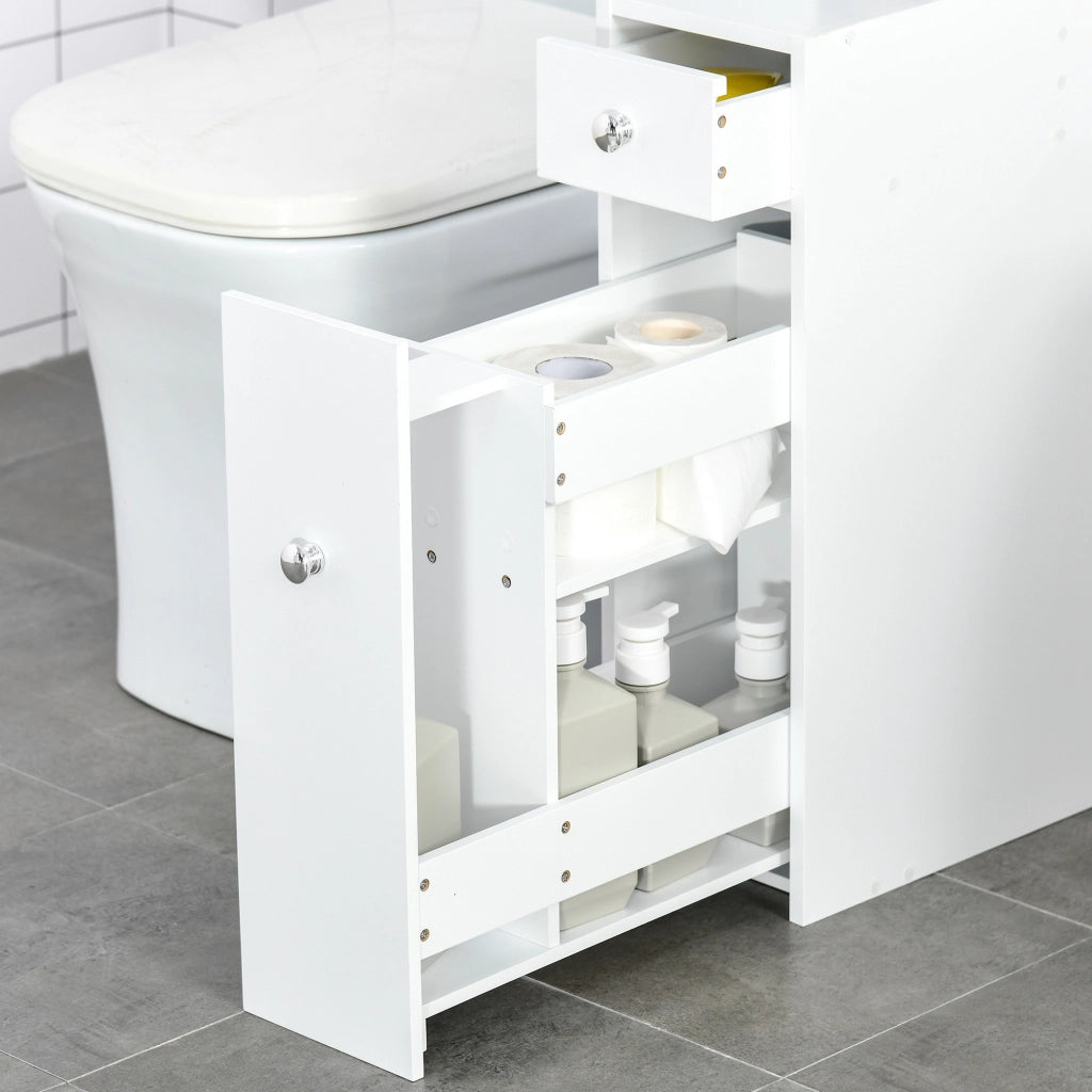 Mobiletto Bagno Stretto con 2 Cassetti e Ripiano ¨C Zephmum ¨C Bianco 17x48x58 cm