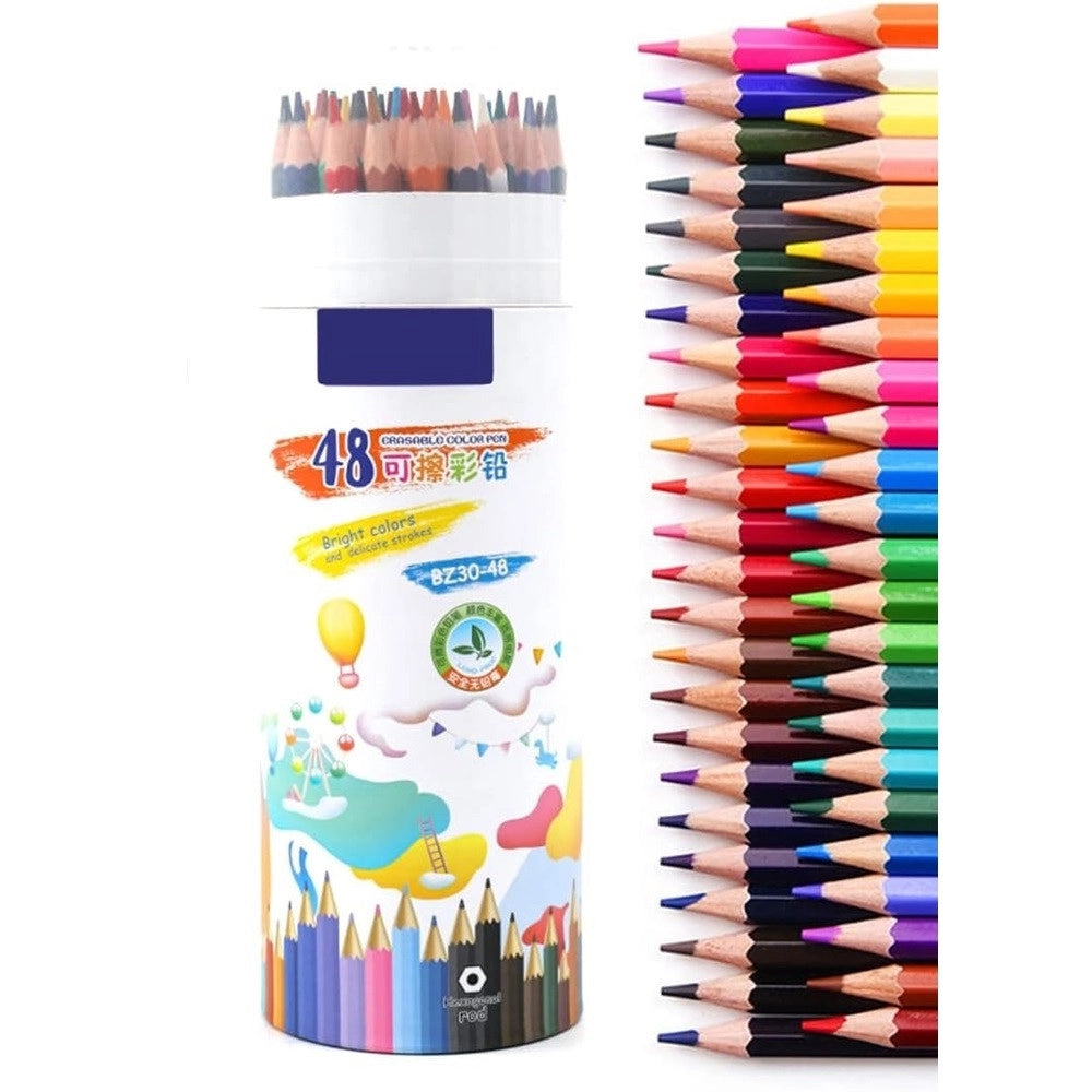 Trade Shop - Matite 48pz Colorate Cancellabili Per Disegnare Schizzi Dipingere Cancelleria Per Bambini -