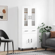 Credenza-Buffet-Armadio da cucina Bianca 69,5x34x180 cm in Legno Multistrato 679408