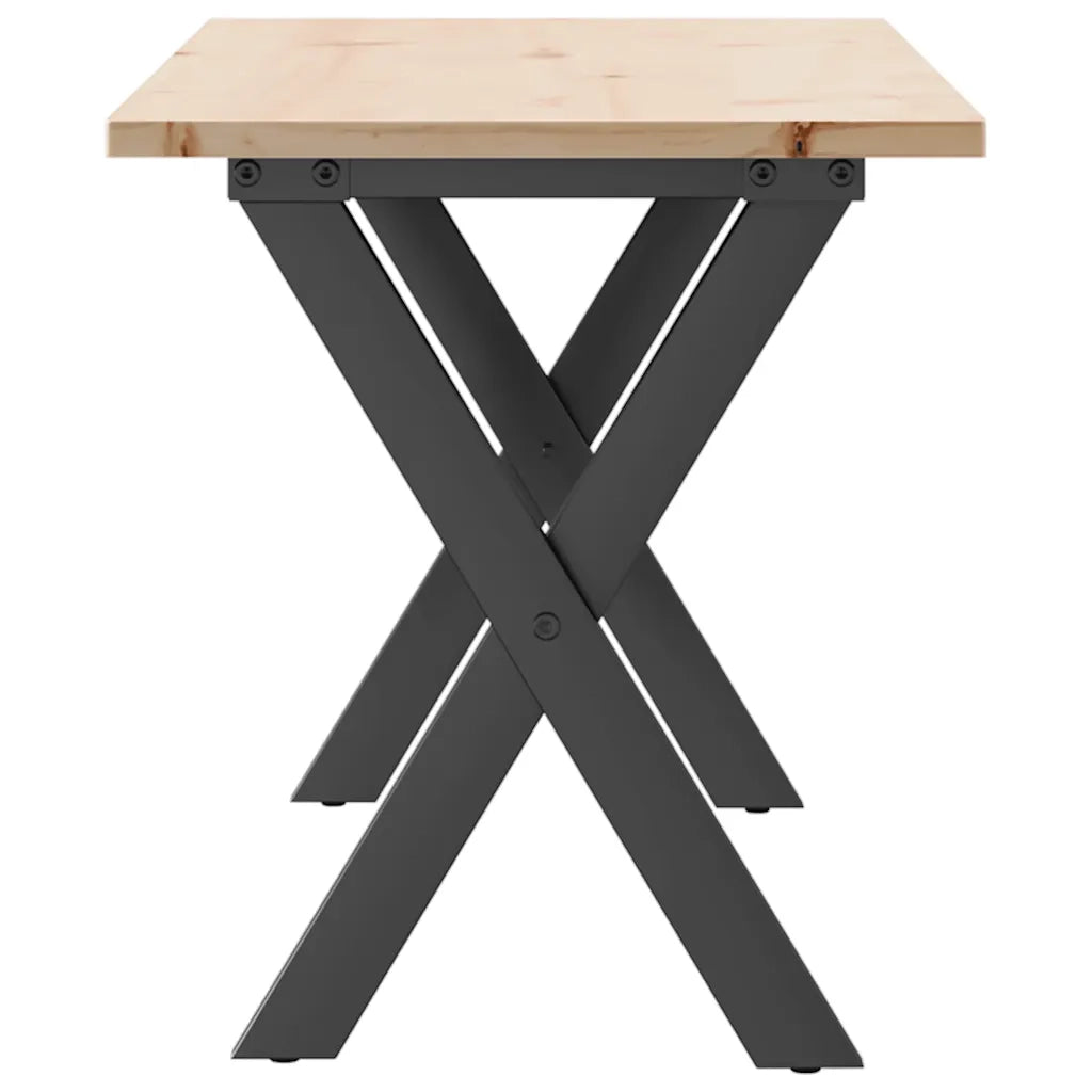 Tavolino Salotto Telaio a X 110x40x45 cm Legno Pino e Acciaio 3282689