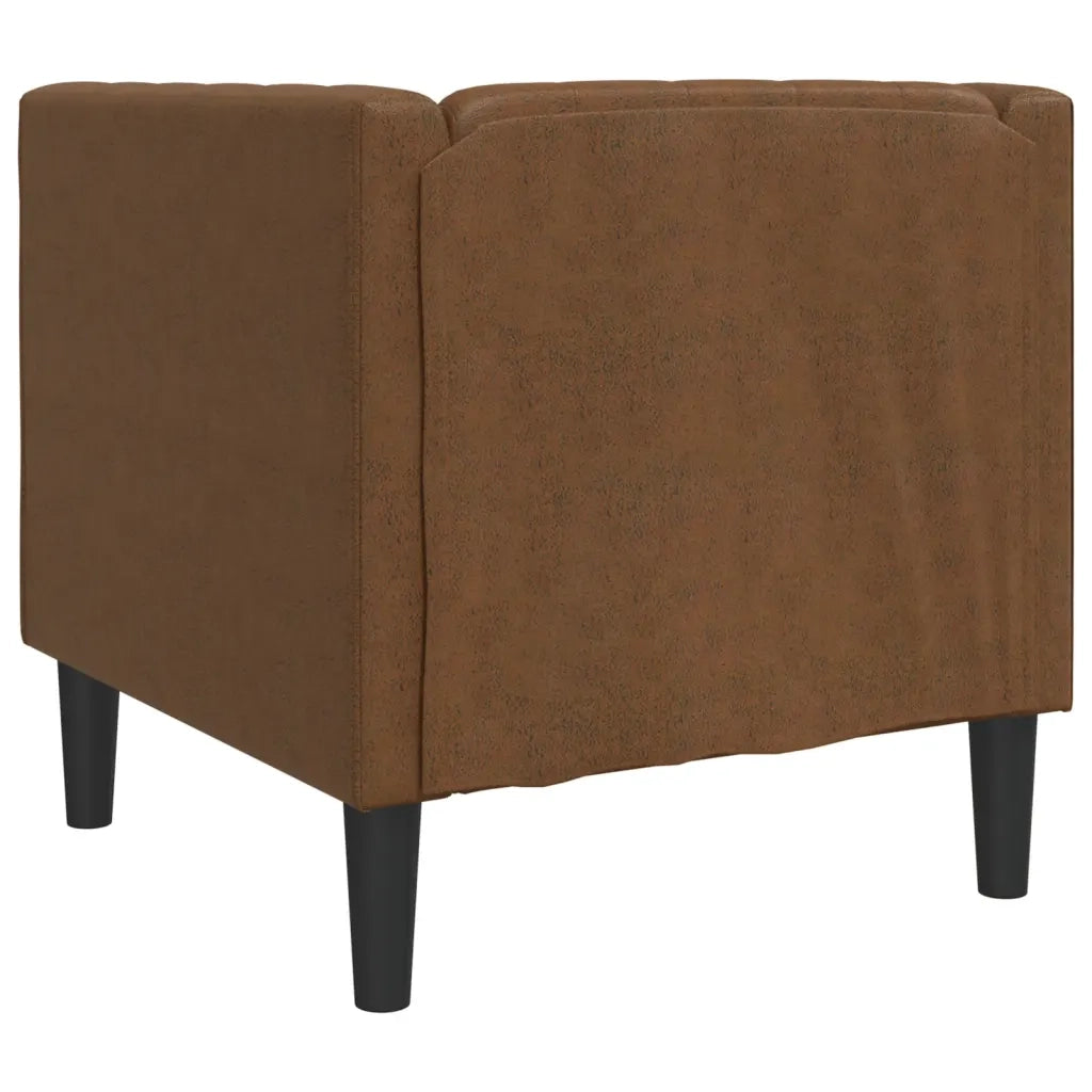 Poltrona | Sedia Relax Chesterfield Marrone in Similpelle Scamosciata