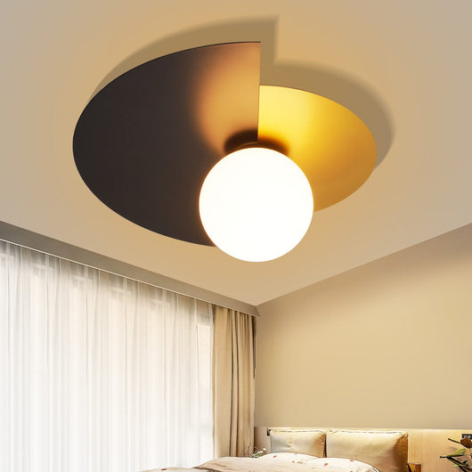 ZMH Lampada da soffitto retrò nero oro rotonda vetro E14 per corridoio