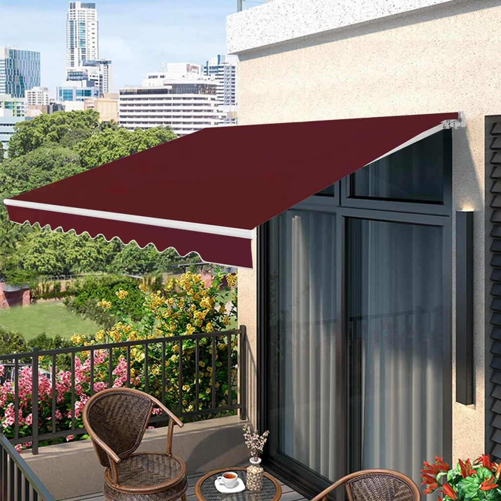 Tenda da Sole per Esterno, Tenda da Sole a Bracci Estensibili con Telaio in Alluminio, Tettuccio Resistente al Sole e Impermeabile e Manovella (4 x 2,5 M, Rosso)