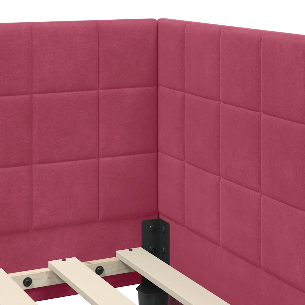 Cornice del letto ad angolo Rosso Vino 80 cm x 200 cm Velluto