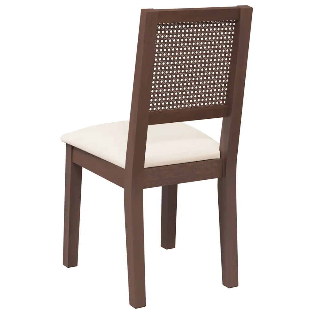 Sedie da Pranzo con Cuscini 2pz Marrone Legno Massello di Hevea