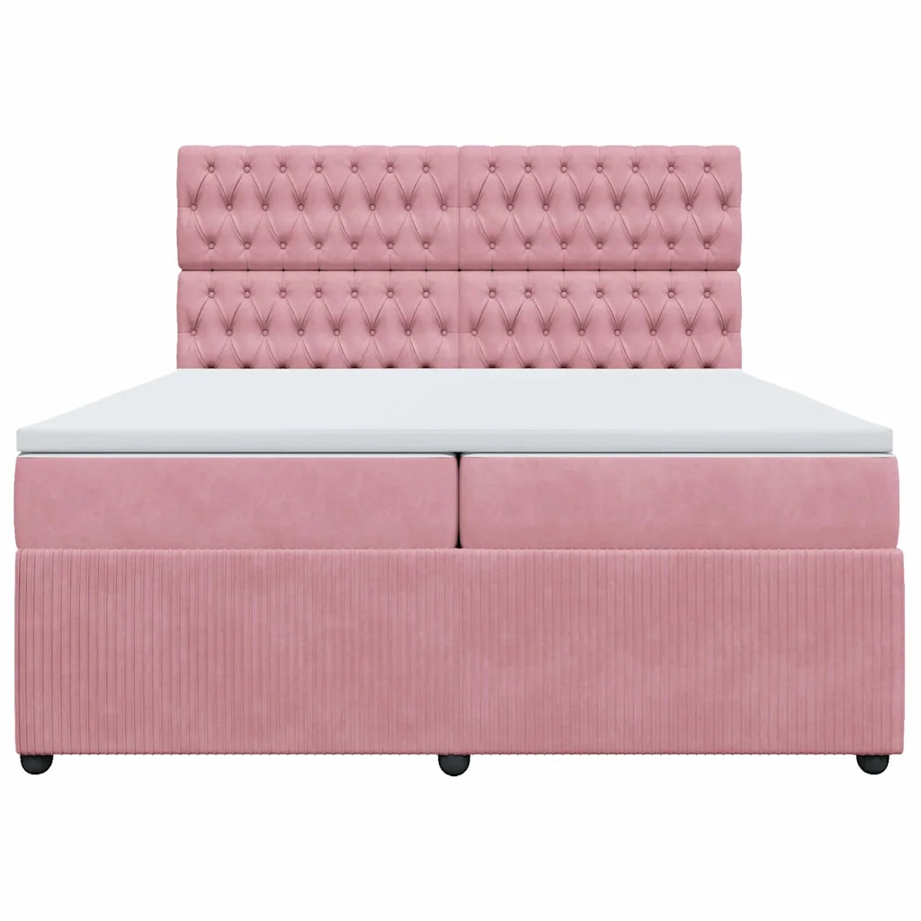 Giroletto a Molle con Materasso Rosa 200x200 cm in Velluto