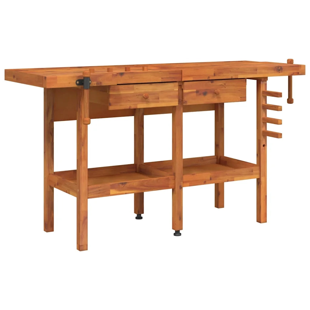 Banco Lavoro Cassetti e Morse 162x62x83cm Legno Massello Acacia CFW5493879