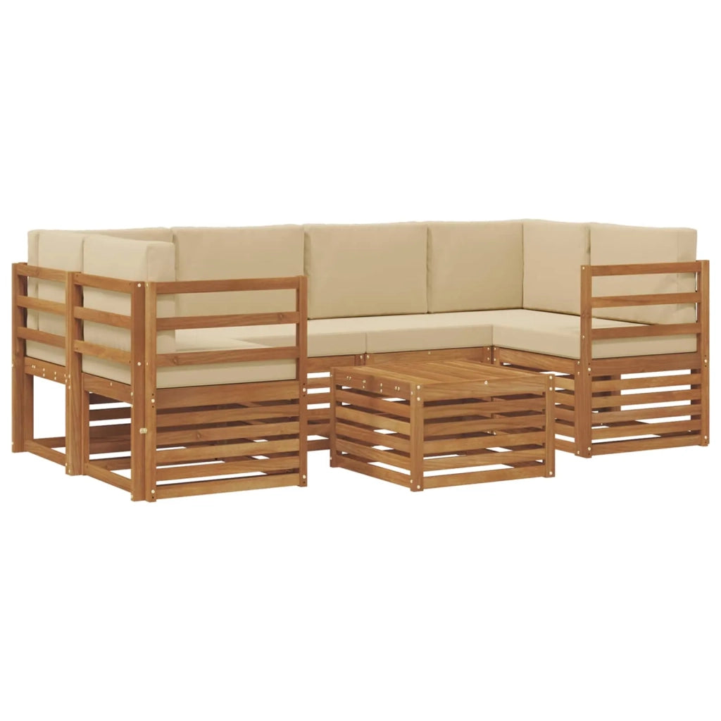 Set di divani da esterno 7 pz Naturale e Beige 3374433