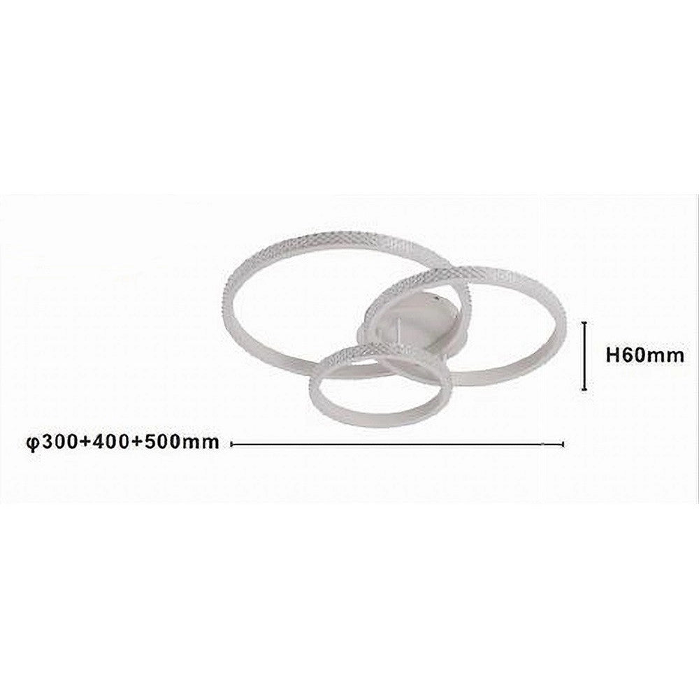 Trade Shop - Plafoniera Led 72w 3 Cerchi Effetto Cristallo Con Telecomando Anelli Bianco 31807 -