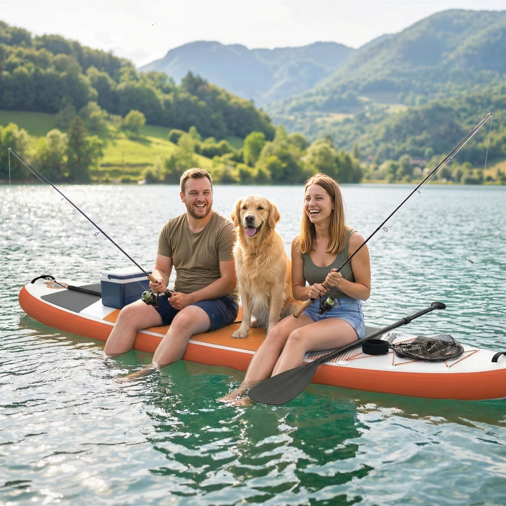 Tavola Sup Gonfiabile 320x82x15 cm Stand Up Paddle Antiscivolo in Plastica ed EVA Arancione