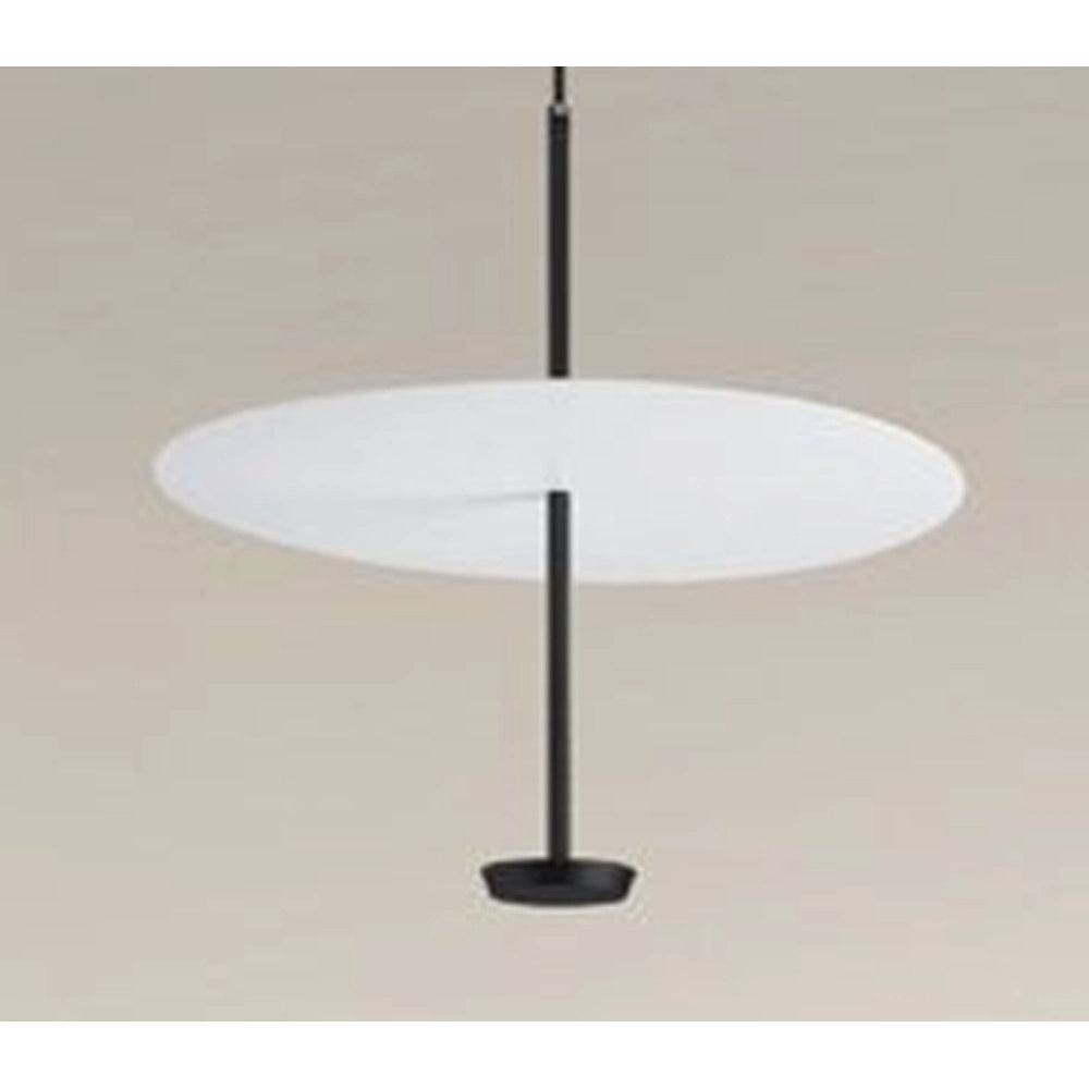 Trade Shop - Lampadario A Sospensione Luce 6500k Led 18w Disco Paralume Piatto Bianco Nero Tondo 33184 -