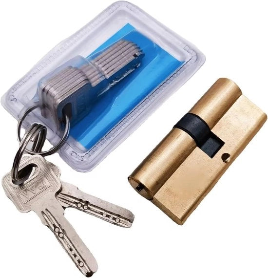 Cilindro di sicurezza per porta 100 mm - Ottone - 8 chiavi - Robusto - Sistema di chiusura preciso - Lunga durata - Cilindro di sicurezza per porta