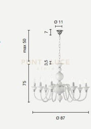 LAMPADARIO TEBE 8 LUCI TRASPARENTE E CROMO ATTACCO E14 D.87CM