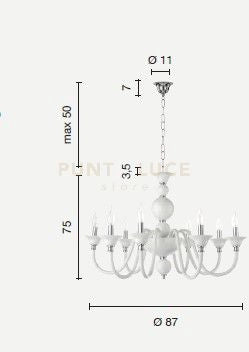 LAMPADARIO TEBE 8 LUCI TRASPARENTE E CROMO ATTACCO E14 D.87CM