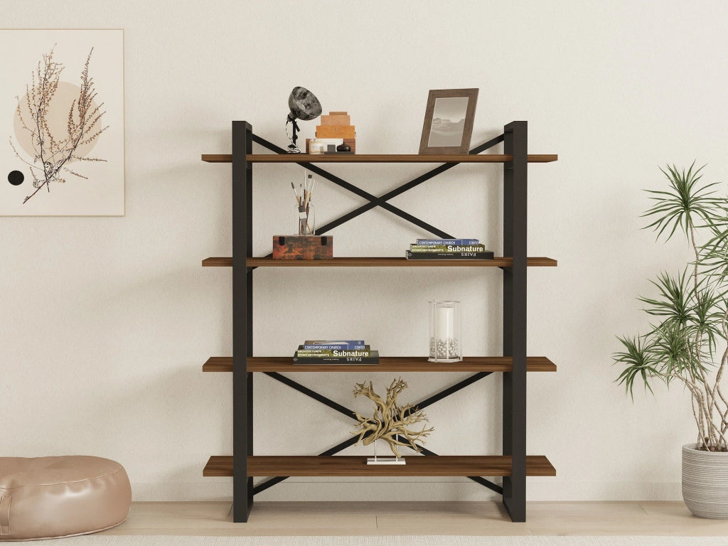 Biblioteca Inverigo, Libreria 4 Ripiani, 106x33x120h cm Marrone