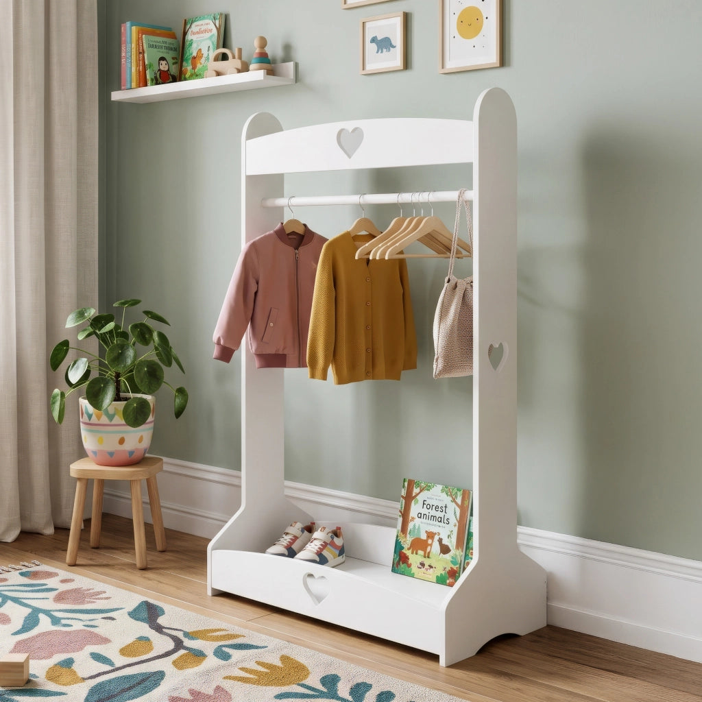 Appendiabiti da Terra Haandsvanssad per Cameretta 126x73x43 cm - Bianco [en.casa]