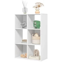 Libreria Bianca per Casa e Ufficio, Scaffale dal Design Moderno con 6 Scomparti in Legno, 91.5x29.5x61.5cm
