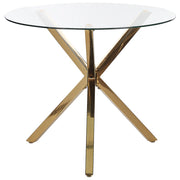 Tavolo da pranzo piano in vetro temperato dorato rotondo ⌀ 90 cm capienza 4 persone Design moderno