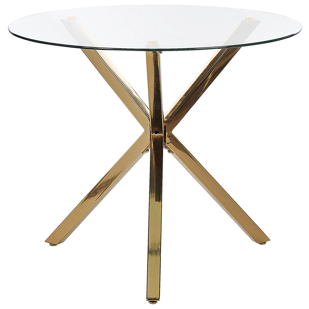Tavolo da pranzo piano in vetro temperato dorato rotondo ⌀ 90 cm capienza 4 persone Design moderno