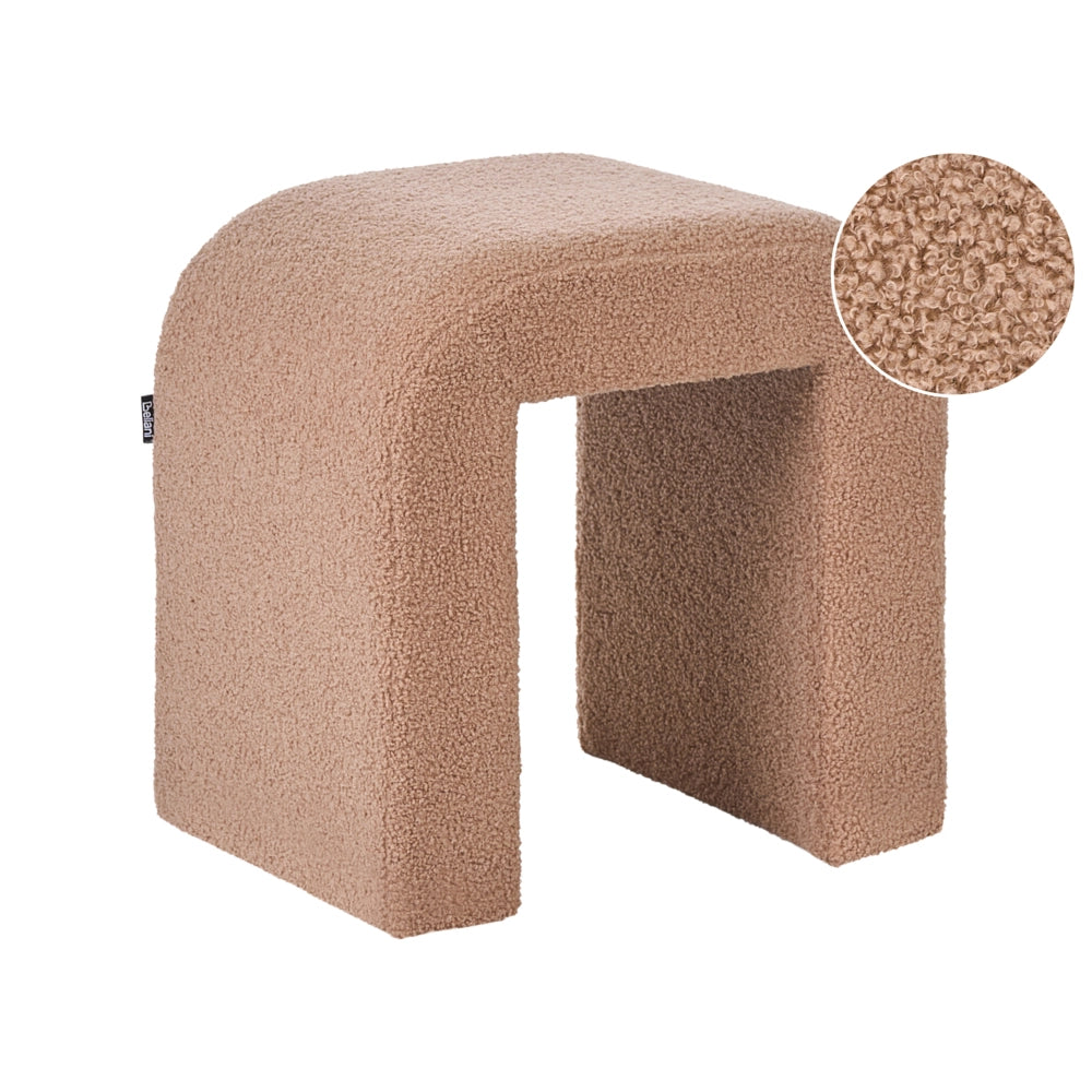 Pouf marrone chiaro Rivestimento in bouclé Pouf a forma di U Design moderno Accessori per il soggiorno