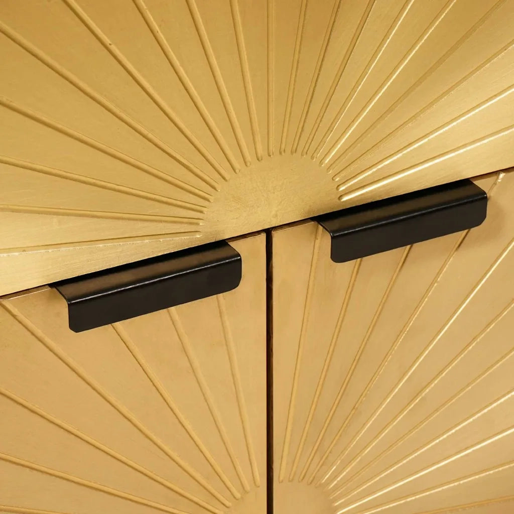 Comodino Nero e Oro 50 x 33 x 60 cm Legno ingegnerizzato