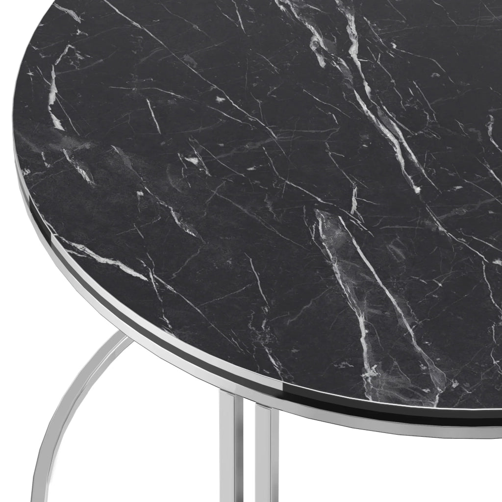 Tavolino rotondo 50 x 80 cm marmo nero e argento 03_0008425