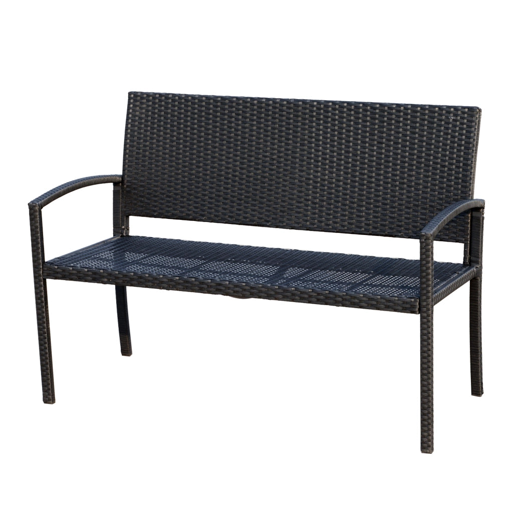 Panca da Giardino 2 Posti ¨C Xylo ¨C Polyrattan Nero con Schienale 122x60x85cm