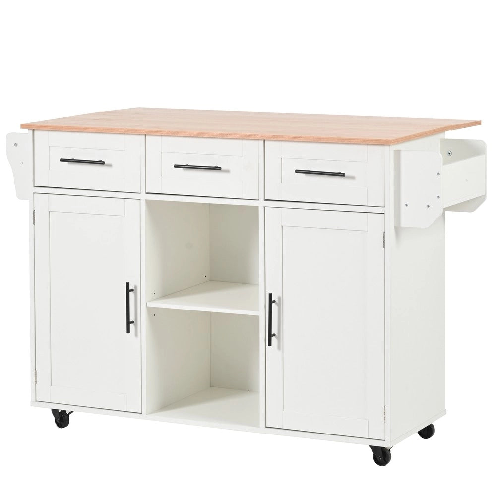 Carrello da Pranzo con Piano Pieghevole in Legno Massello ¨C Xylo ¨C Bianco, 139x46x91,5 cm