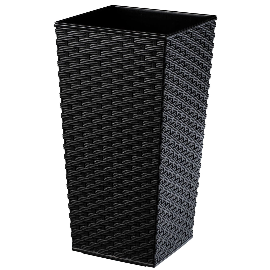 Vaso da giardino KADAX con inserto per fiori, grande e alto, 29x57 cm, nero.