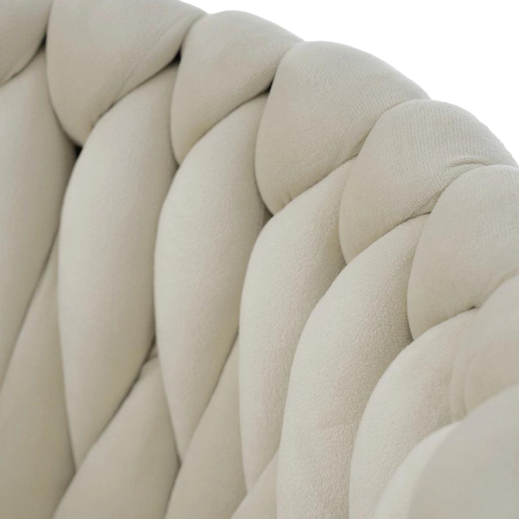 Sedia da Pranzo Girevole in Velluto, Set 6 Pezzi ¨C Xylo ¨C Beige, Gambe in Metallo