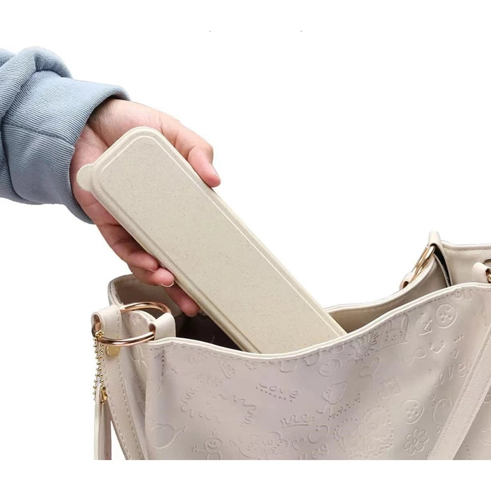 Trade Shop - Set Di Portaposate Da Viaggio Con Astuccio 2 Pezzi Posate Da Campeggio Portatili -